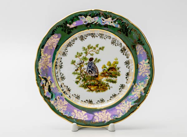 Тарелка десертная Охота Зеленая