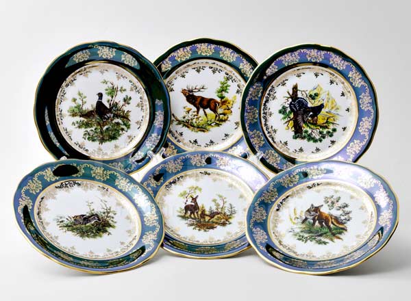 Set of plates dessert Hunting Green 6/6 Crown