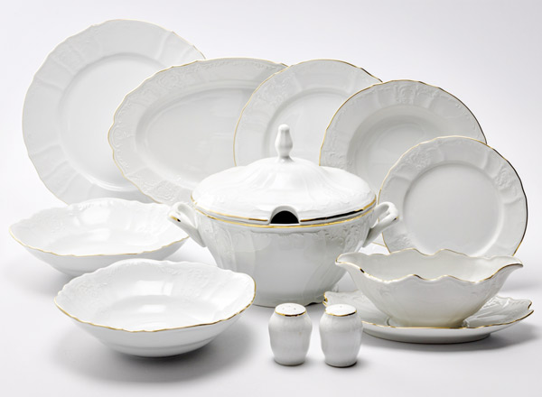 Table Set Bernadotte White Pattern 6/27 Bernadotte