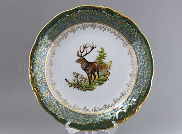 Dish/ platter round Hunting Green STERNE PORCELAN