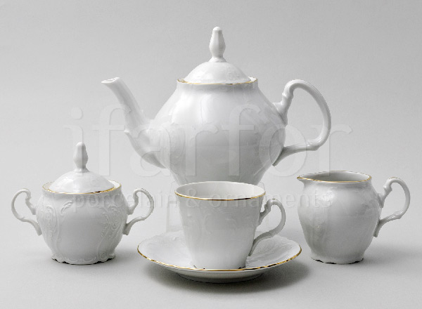 Tea Set Bernadotte White Pattern 6/17 Bernadotte bucket