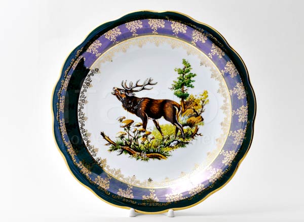 Dish/ platter round Hunting Green Crown