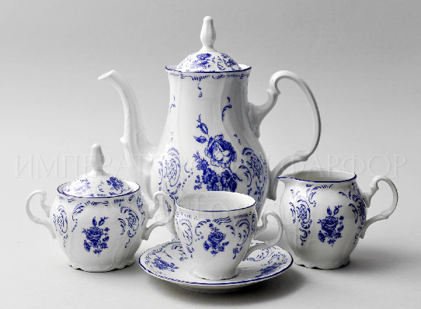 Coffee Set Bernadotte Blue Roses 6/17 Bernadotte