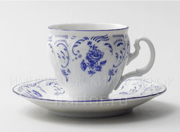 Чашка с блюдцем кофейная Бернадотт Синие розы Бернадотт