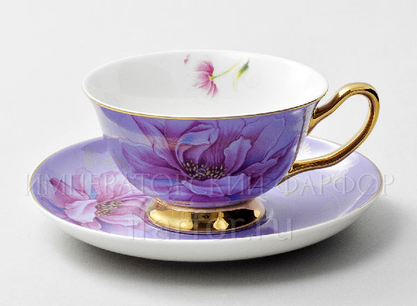 Чашка с блюдцем чайная Камелия Сиреневый Royal Classics