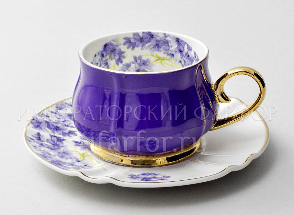 Чашка с блюдцем чайная Тюльпан Фиолетовый Royal Classics