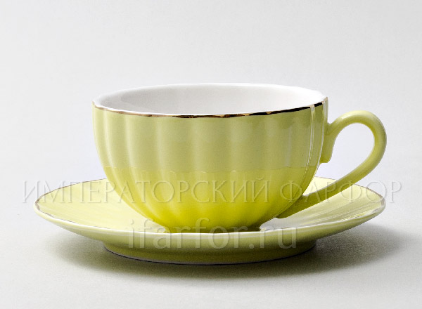 Чашка с блюдцем чайная Классическая Желтый Royal Classics