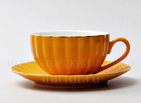 Чашка с блюдцем чайная Классическая Оранжевый Royal Classics