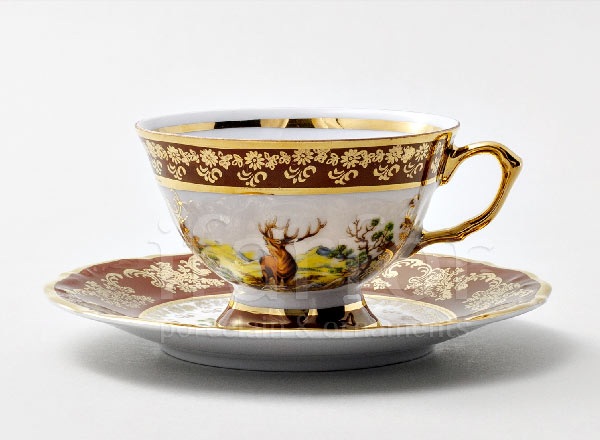 Чашка с блюдцем чайная Охота Красная Мария-Тереза