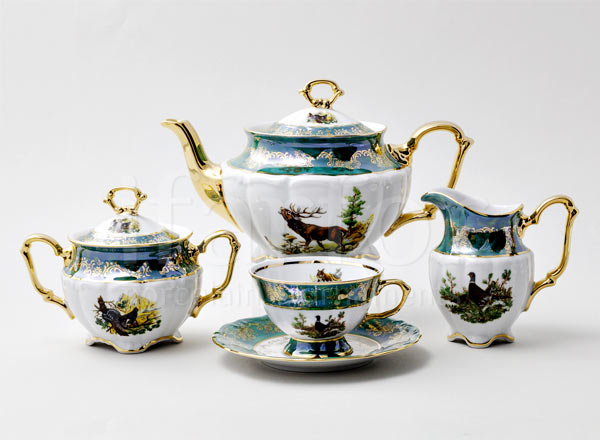 Сервиз чайный Охота Зеленая 6/15 Мария-Тереза