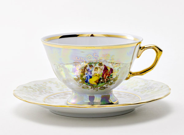 Чашка с блюдцем чайная Мадонна Перламутр Мария-Тереза