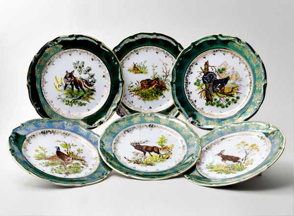 Set of plates Table Hunting Green 6/6 Maria Teresa