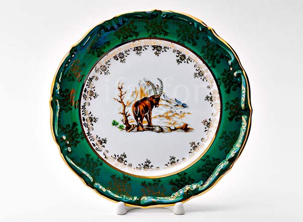 Тарелка плоская Охота Зеленая