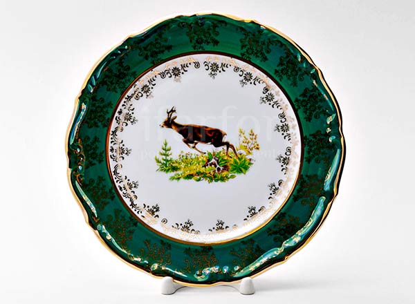 Тарелка плоская Охота Зеленая