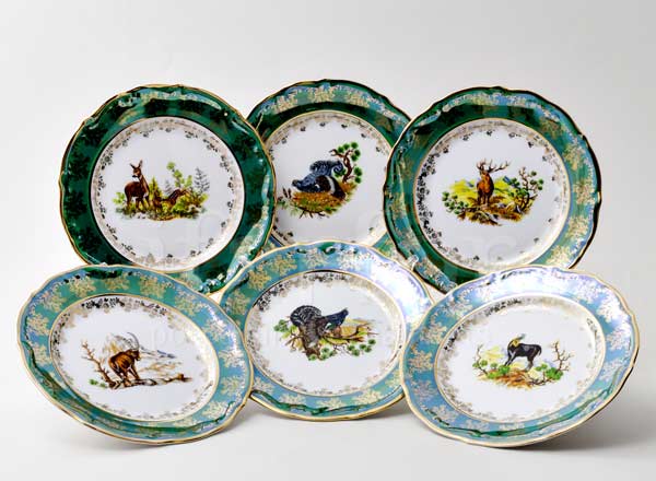 Set of plates Table Hunting Green 6/6 Maria Teresa