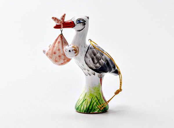 Christmas tree toy Stork with baby 4