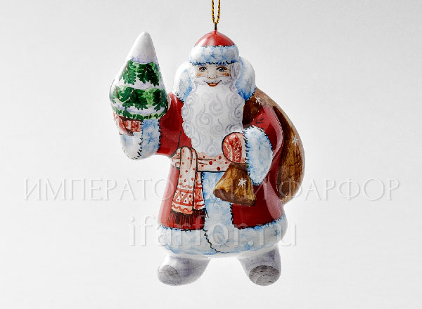 Елочная игрушка Дед Мороз с елкой