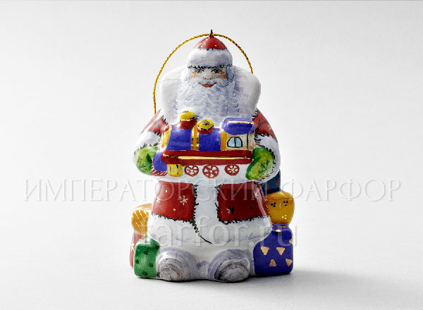 Елочная игрушка Дед мороз с паровозиком