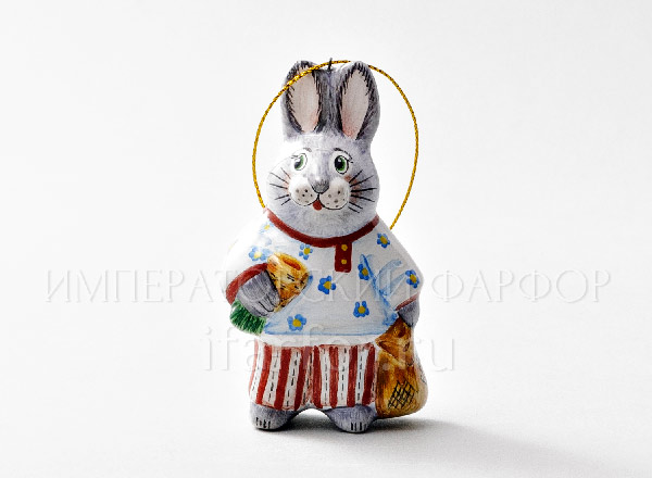 Christmas tree toy Hare with a bag