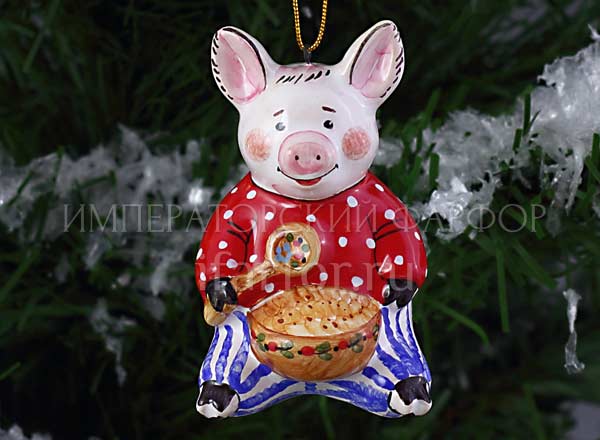 Christmas tree toy Piggy with porridge