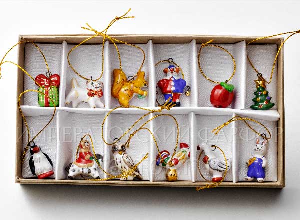 Set of Christmas tree toys in a gift box 215х120мм New Years 