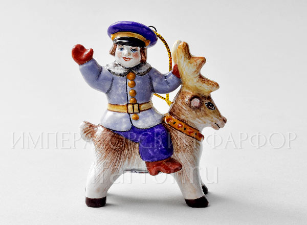 Christmas tree toy Schoolboy on a deer