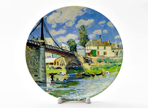 Decorative plate Sisley Alfred Bridge at Villeneuve-la-Garenne