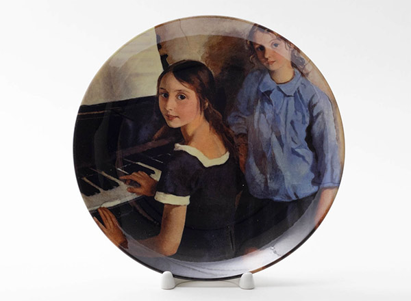 Decorative plate Serebriakova Zinaida Girls next to grand piano