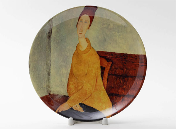 Decorative plate Modigliani Amedeo Jeanne Hebuterne in a yellow pullover