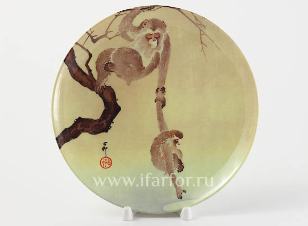 Decorative plate Ohara Koson Mother with a child