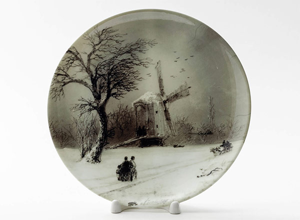 Decorative plate Aivazovsky Ivan Konstantinovich Winter landscape. Mill