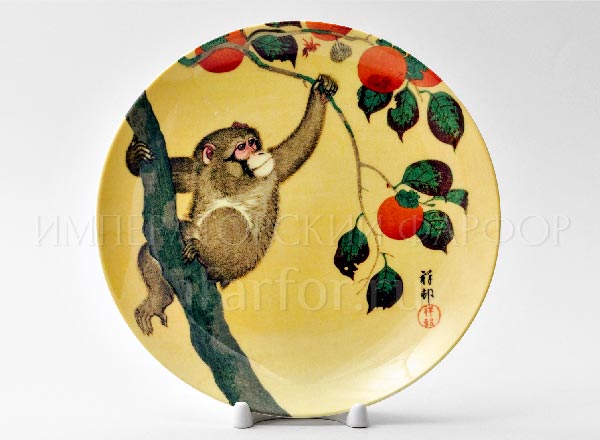 Decorative plate Ohara Koson Monkey on the branch