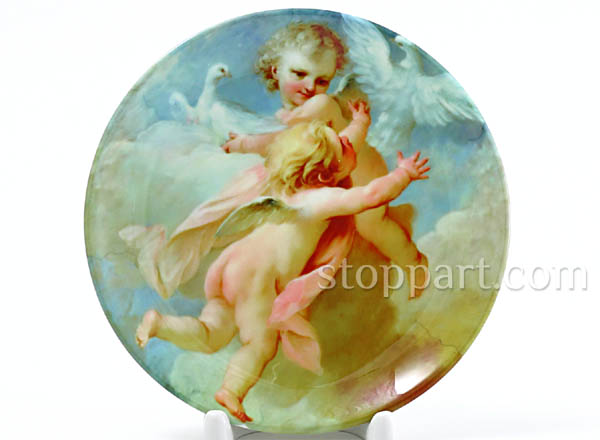 Декоративная тарелка Буше Франсуа Два ангелочка и голуби