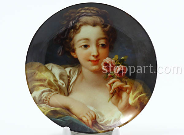 Decorative plate Boucher Francois Portrait of a girl with a rose