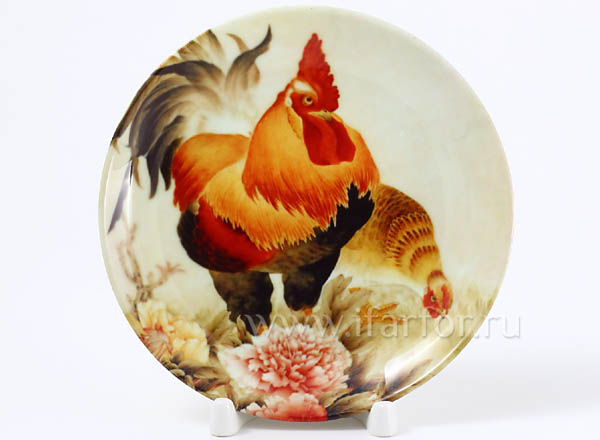 Decorative plate Unknown artist Rooster and hen