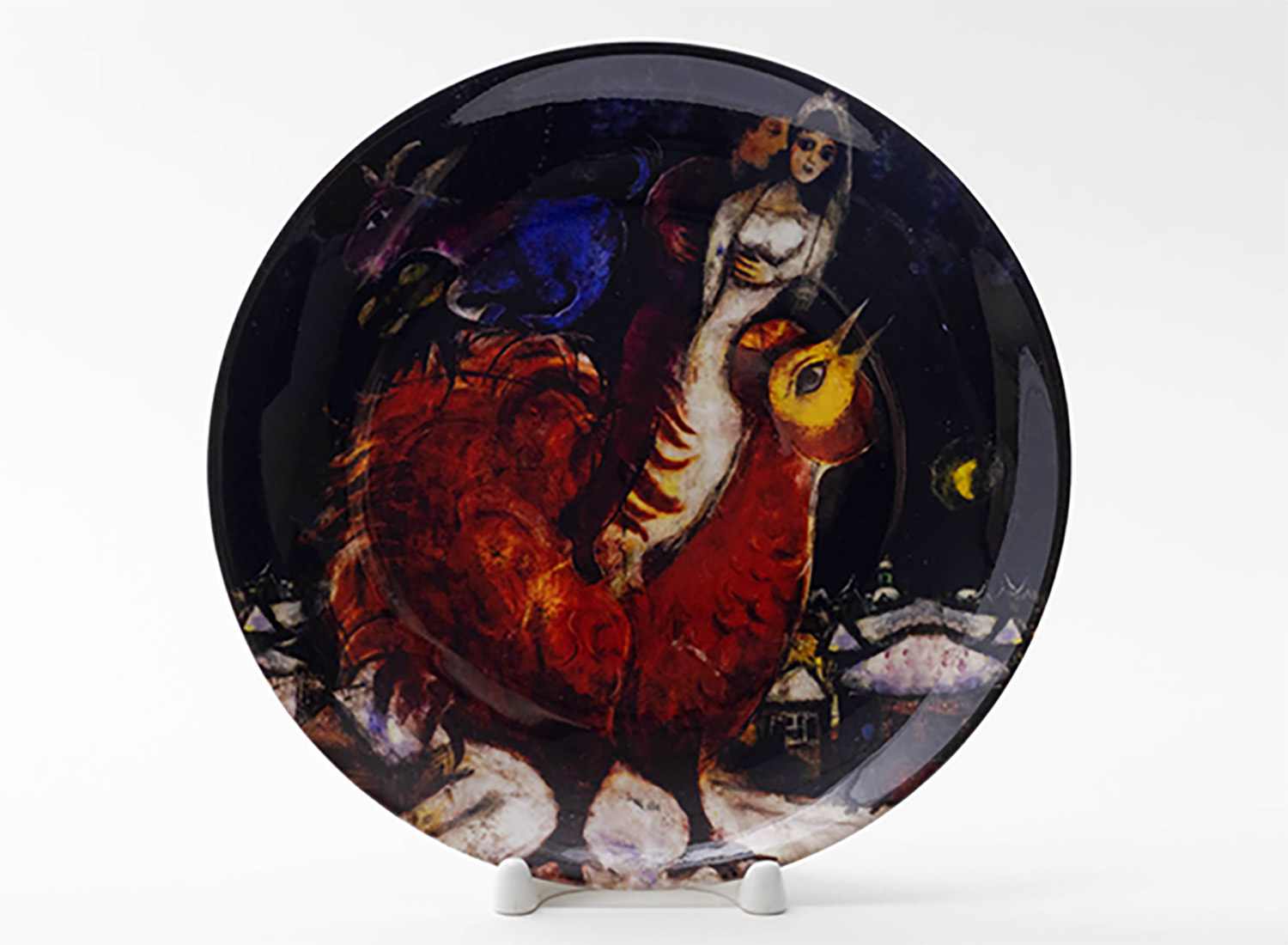 Decorative plate Chagall Mark Zakharovich Groom, bride and rooster