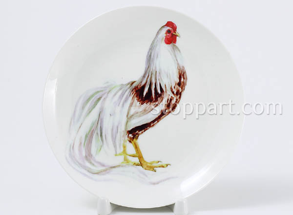 Decorative plate Unknown artist White rooster