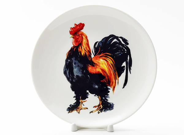 Decorative plate Unknown artist Shaggy rooster