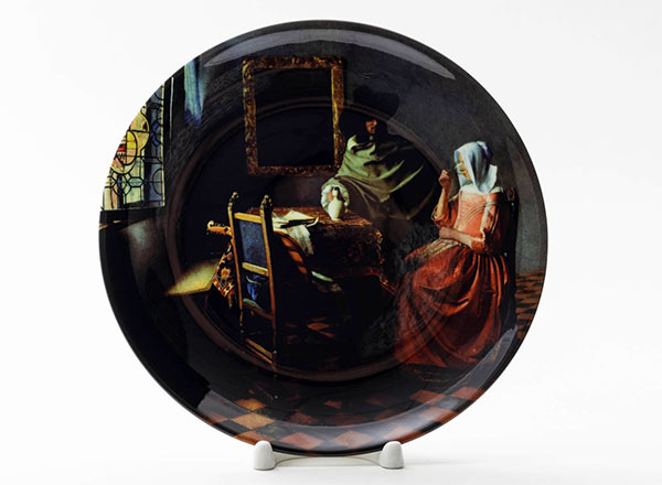 Decorative plate Johannes Vermeer Girl with a glass of wine