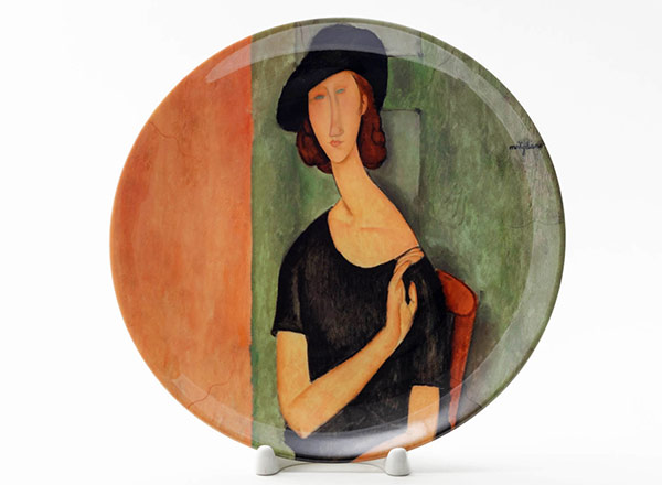 Decorative plate Modigliani Amedeo Jeanne Hebuterne in a black hat