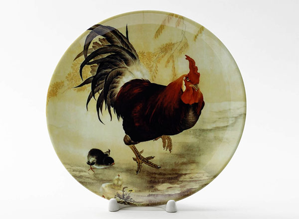 Decorative plate Unknown artist Rooster and two nestlings