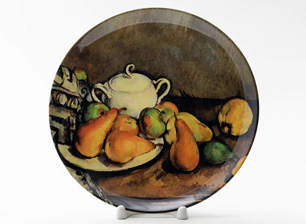 Decorative plate Cezanne Paul Still life. Sugar bowl, pears and tablecloth