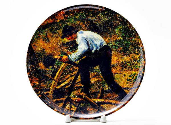 Decorative plate Pissarro Camille Papa Melon sawing firewood