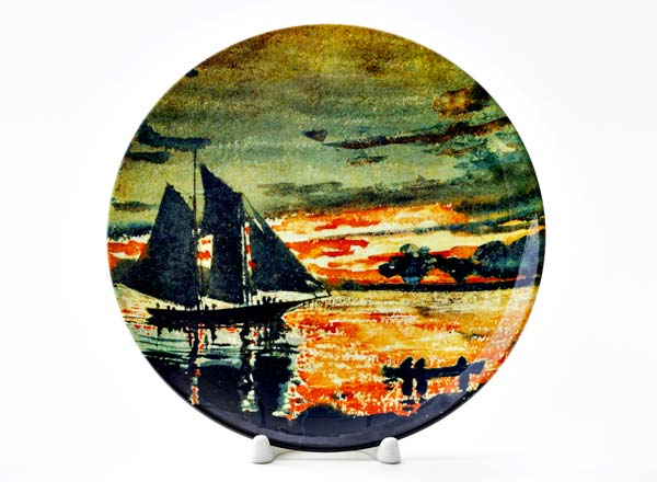 Decorative plate Winslow Homer sunset flame