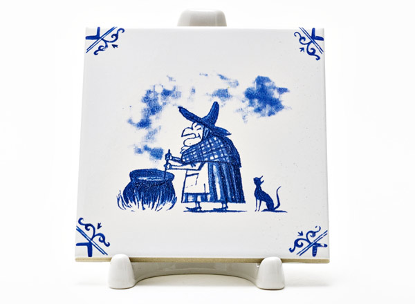 Изразец Голландский. Колдунья с котом