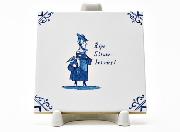 Tile Dutch. Lady with shopping 