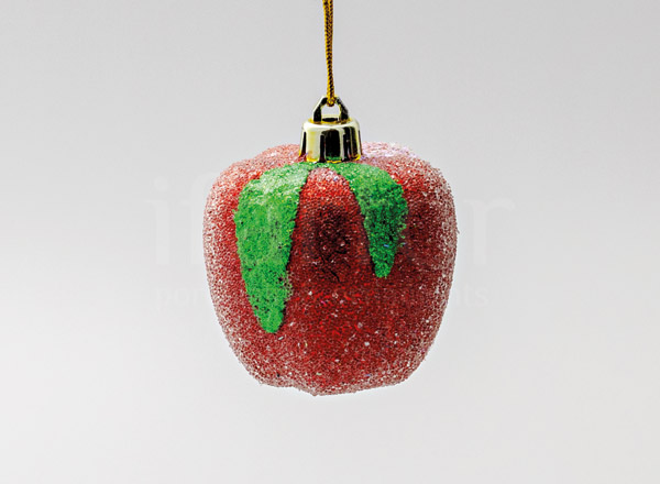 Christmas tree toy Berries and fruits. Red apple with leaf