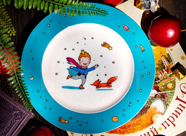 Plate flat Little Prince. Turquoise