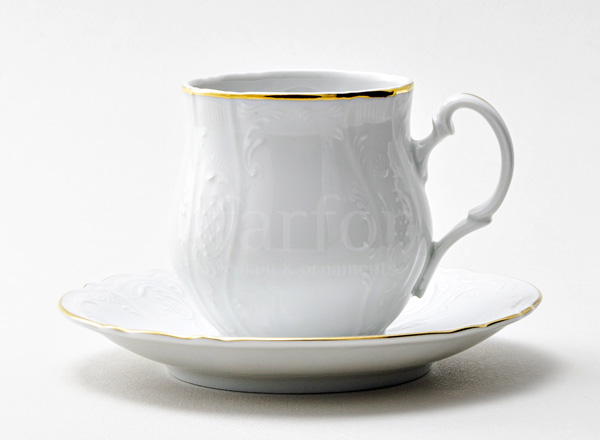 Cup and saucer tea White pattern Bernadotte JONES