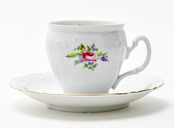 Cup and saucer tea Bernadotte Meissen bouquet Bernadotte cask